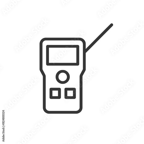 Fine line laser distance meter icon symbolizing precise measurement and construction technology, ideal for engineering visuals, architecture tools and smart building resources