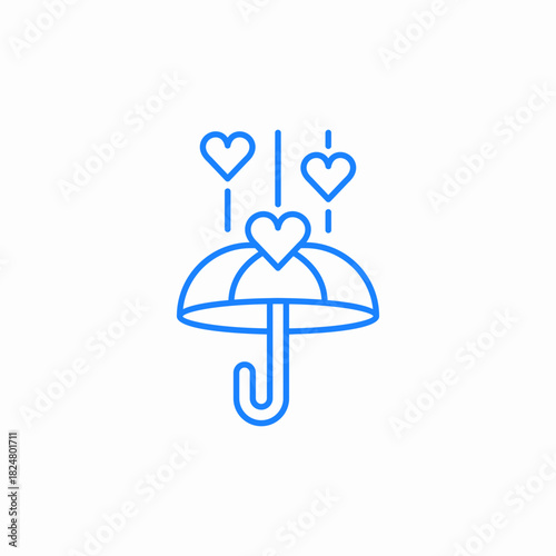 heart rain umbrella icon sign vector