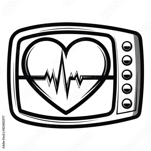 Mobile interface showing health app with heartbeat and menu icons displayed clearly