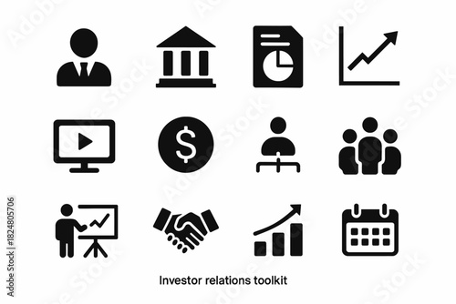 Investor relations toolkit: icons for business, finance, and communication