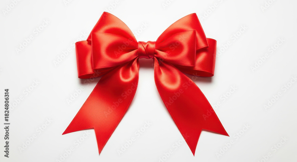 Fototapeta premium Perfect Red Satin Ribbon Bow Isolated on White Background