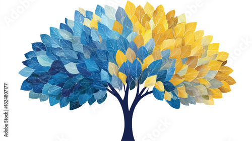 Abstract tree with colorful leaves representing different perspectives and growth