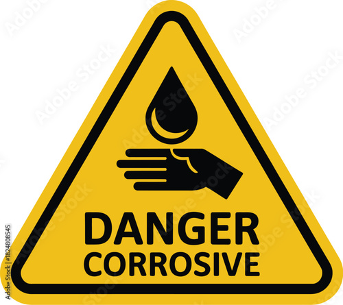 Corrosive substance hazard warning sign safety precautions and handling guidelines