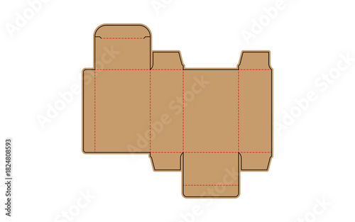 Cardboard box die-cut layout with score lines for packaging design
