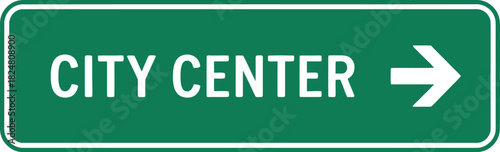City center direction sign downtown location guide for tourists and residents