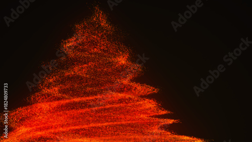 An abstract figure resembling a fiery vortex, created from a multitude of bright red-orange sparks, as if composed of fire particles. Vortex Cyclone