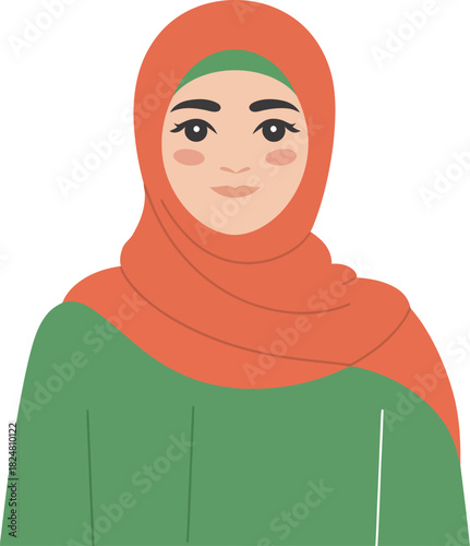 Illustration of muslim woman wearing hijab headscarf fashion islamic clothing
