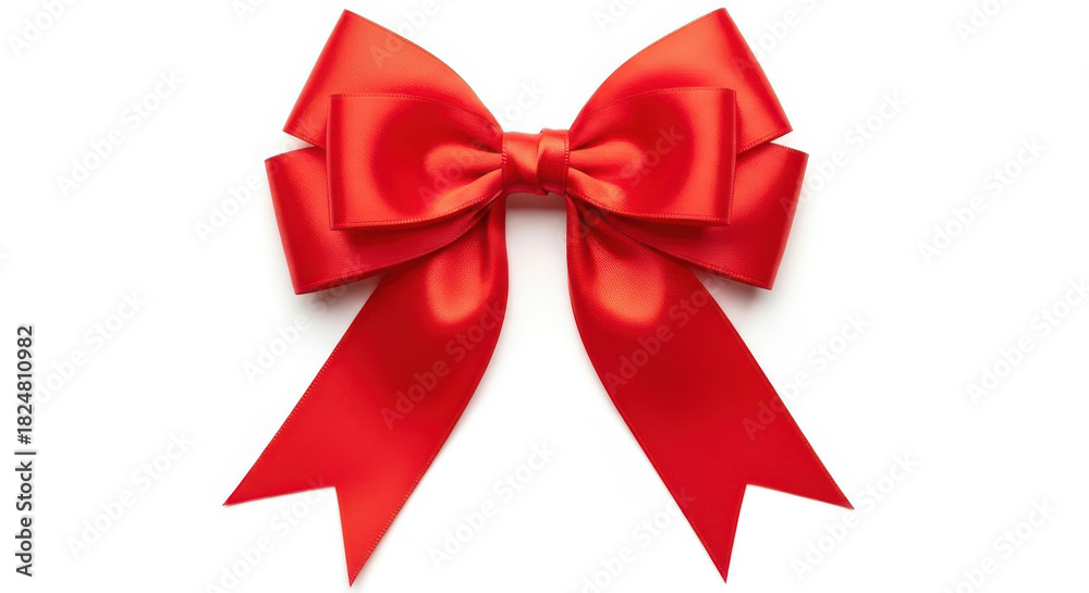 Fototapeta premium Perfect Red Satin Ribbon Bow Isolated on White Background