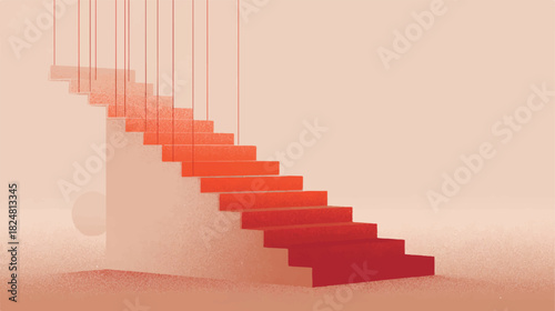 Conceptual staircase in a minimalist space with warm color scheme art