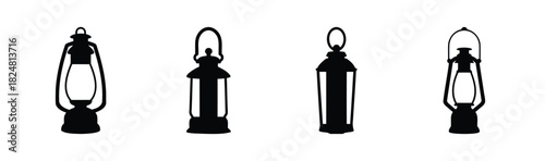 Collection of vintage lantern silhouettes for design assets