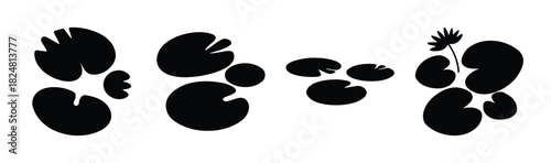 Abstract water lily pad silhouette progression with flower