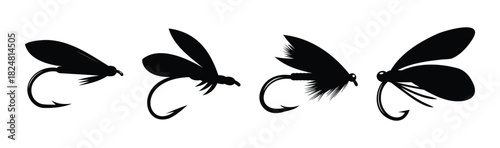 Silhouettes of artificial fly fishing lures for the angler