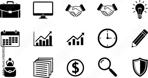 Vector art of office and business icons set
