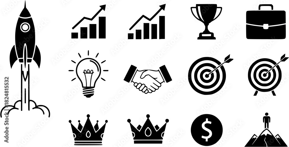 Naklejka premium Vector art of business and success icons set 