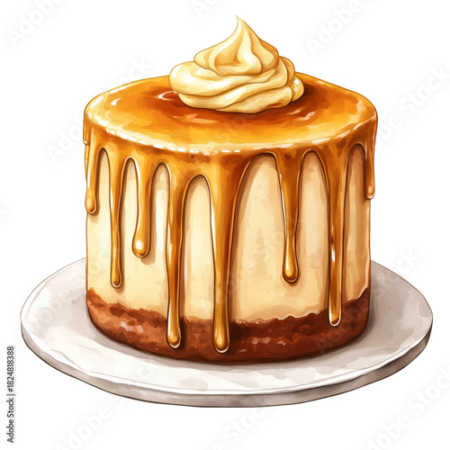 Decadent Caramel Dessert With Creamy Frosting on a Decorative Plate