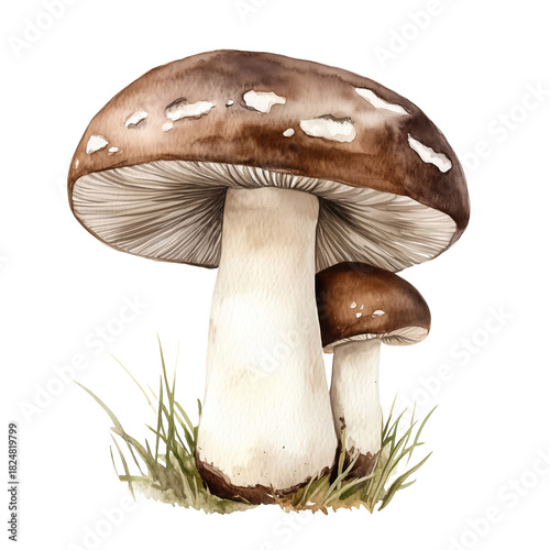 Brown Mushrooms Growing Together Near the Forest Floor in a Natural Setting