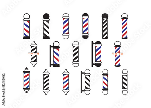 Barber Pole, Barber Pole vector bundle, Barber Pole clipart, Barber Pole silhouette.	
