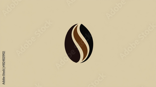 Minimalist Coffee Bean Illustration with Earthy Tones for Branding Design