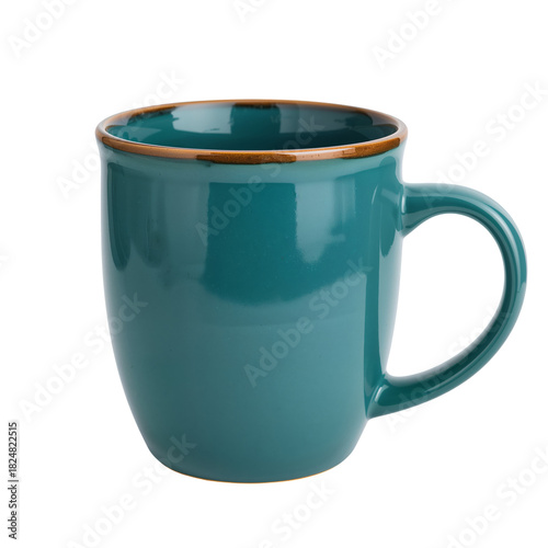 Beautiful Teal Ceramic Mug With a Glossy Finish and Simple Design