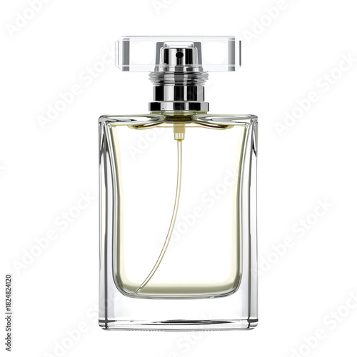 Elegant Glass Perfume Bottle Showcasing Refreshing Fragrance in Clear Design