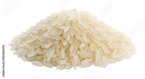 Pile of White Rice Close-up Shot of Uncooked Grains, Perfect for Culinary Uses, Healthy Food
