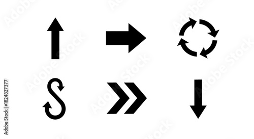 Collection of diverse arrow icons symbolizing direction, movement, and progression