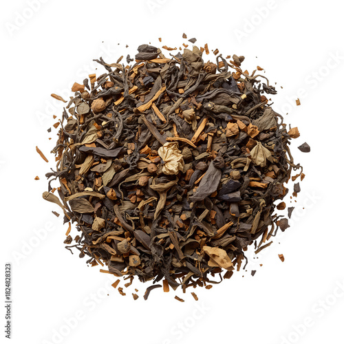 Herbal Tea Blend Displayed on a White Background Highlighting Natural Ingredi...