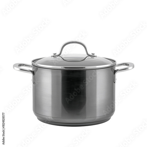 Large Black Cooking Pot With Lid on a Plain White Background for Kitchen Use