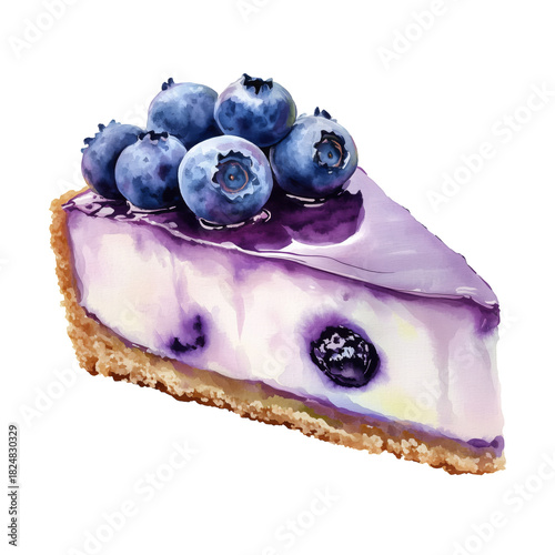 Delicious Blueberry Cheesecake Slice With Fresh Berries on Top