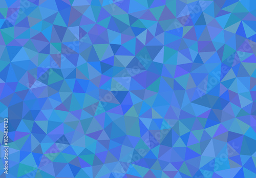 Seamless geometric pattern of blue and teal triangles, low poly abstract background texture, modern design