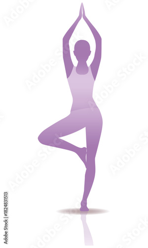  Yoga Woman in Tree Pose. Balance Meditation