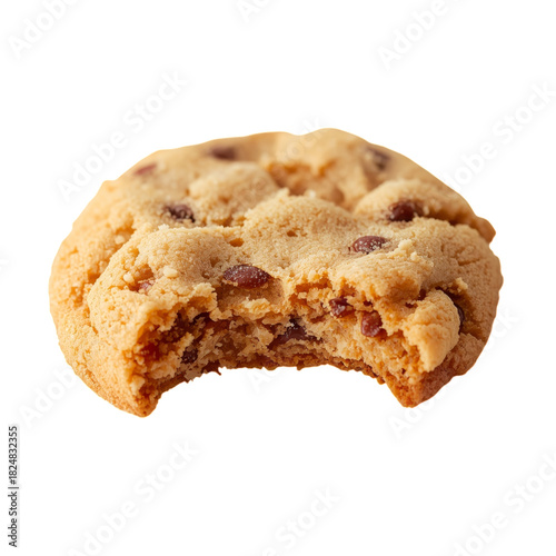 Chocolate Chip Cookie With a Bite Taken Out, Freshly Baked and Golden Brown W...