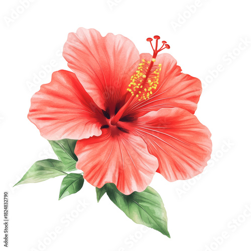 A Large, Vibrant Hibiscus Flower Displays Bold Red and Orange Petals