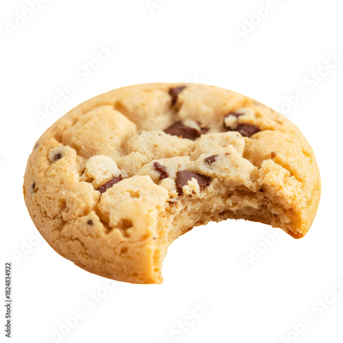 Chocolate Chip Cookie With a Bite Taken Out, Freshly Baked and Golden Brown W...