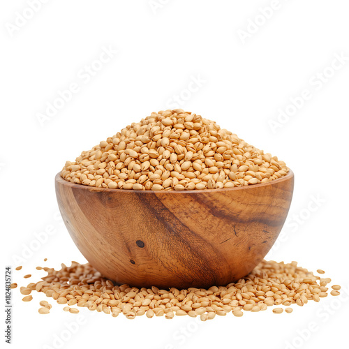 Golden Sesame Seeds in a Wooden Bowl Ready for Culinary Use