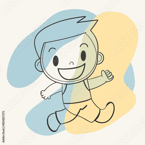 “Running Boy with Big Smile illustration