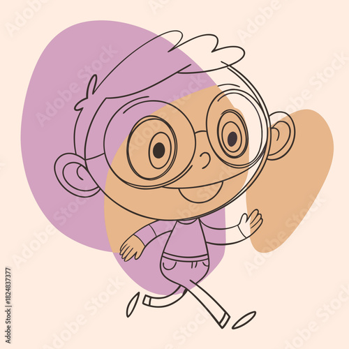 “Running Boy with Big Smile illustration