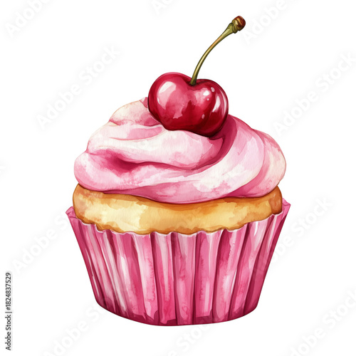 Delicious Cupcake Topped With Cherry for a Sweet Treat
