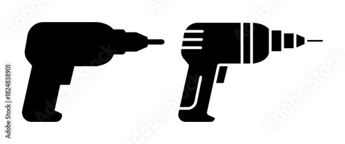 Electric power drill icon set illustration