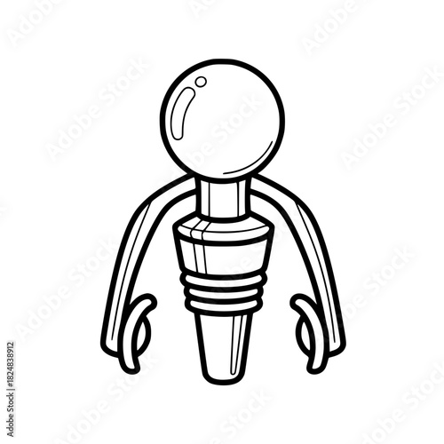 Winged Corkscrew Wine Bottle Opener Line Art Illustration