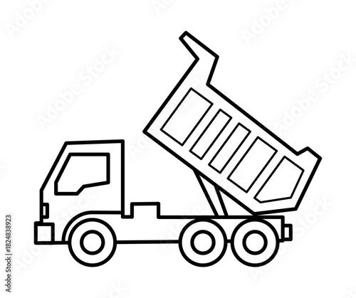 Outline dump truck delivering materials