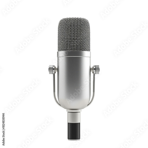 Vintage Studio Microphone on a White Background for Recording and Broadcastin...