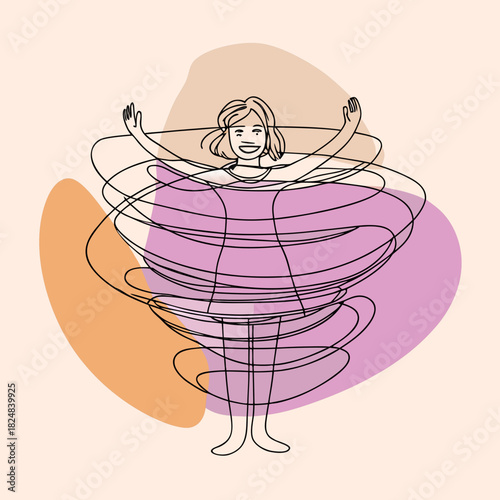 Girl Spinning in a Circle vector illustration