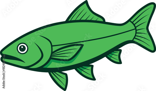 Single green salmon fish vector graphic isolated on white vector illustration EPS file download.

