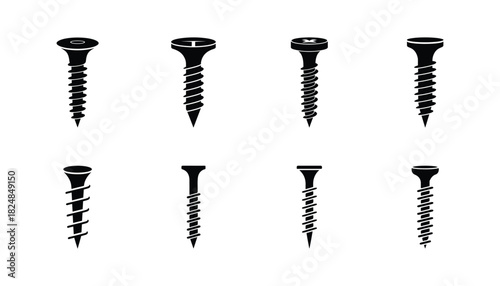 Minimal screw icons set design