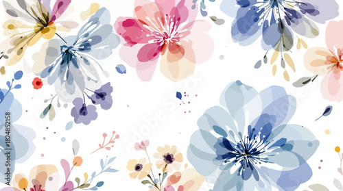 Watercolor floral pattern with pink and purple blossoms, a beautiful seamless vintage design for fabric and wallpaper decoration