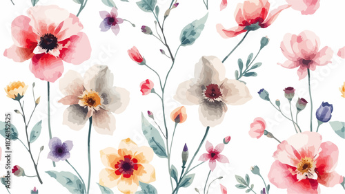 Flowers watercolor illustration.Manual composition.Seamless pattern.Design for cover, fabric, textile, wrapping paper 