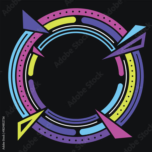Abstract neon color circle frame illustration