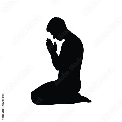 Black Silhouette of Person Kneeling in Prayer