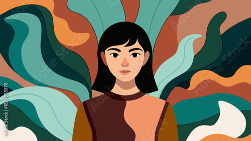 Graceful flow: an organic shape portrait in soft earth tones